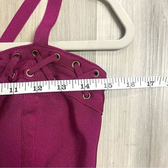 WOW Couture Dress Women’s Medium Pink Lace Tie Bandage Bodycon Mini NWT - Picture 10 of 12